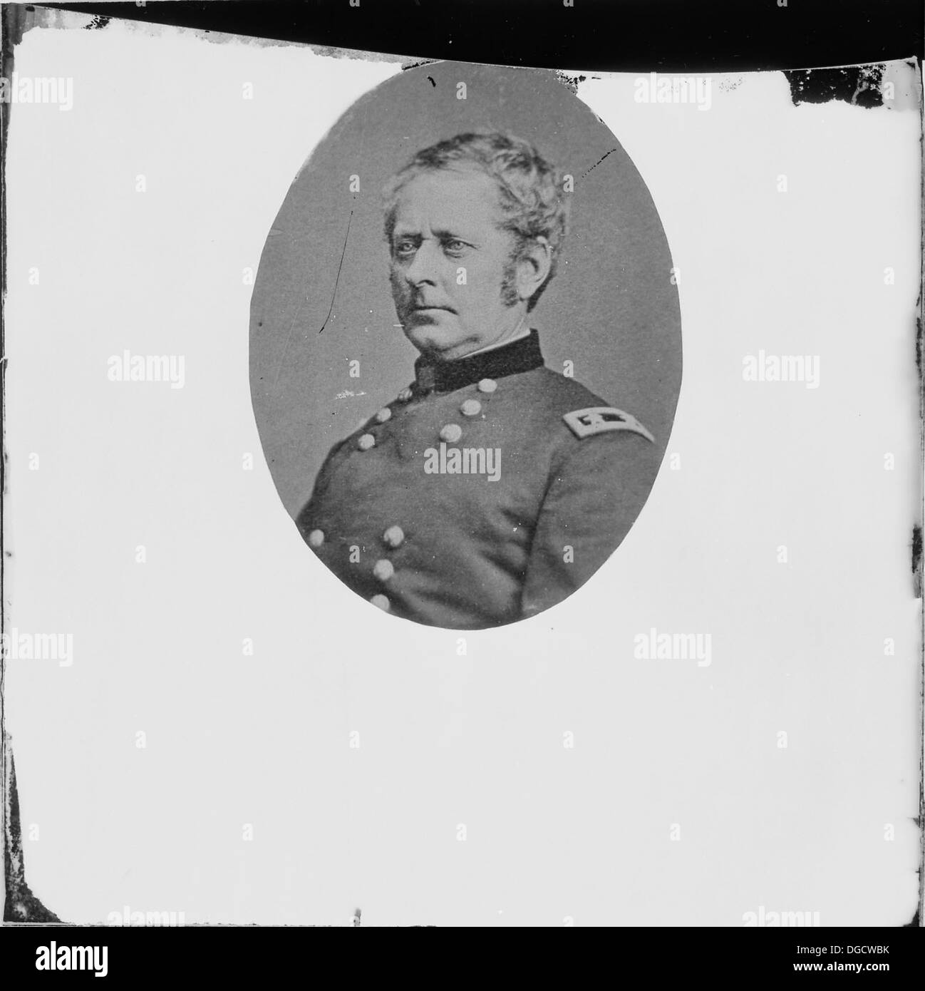 Dieses Bild zeigt General Joseph Hooker, eine prominente Persönlichkeit im Amerikanischen Bürgerkrieg. Bekannt für seine Führung in der Union Army, spielte Hooker eine wichtige Rolle in mehreren Schlüsselschlachten während des Krieges. Stockfoto