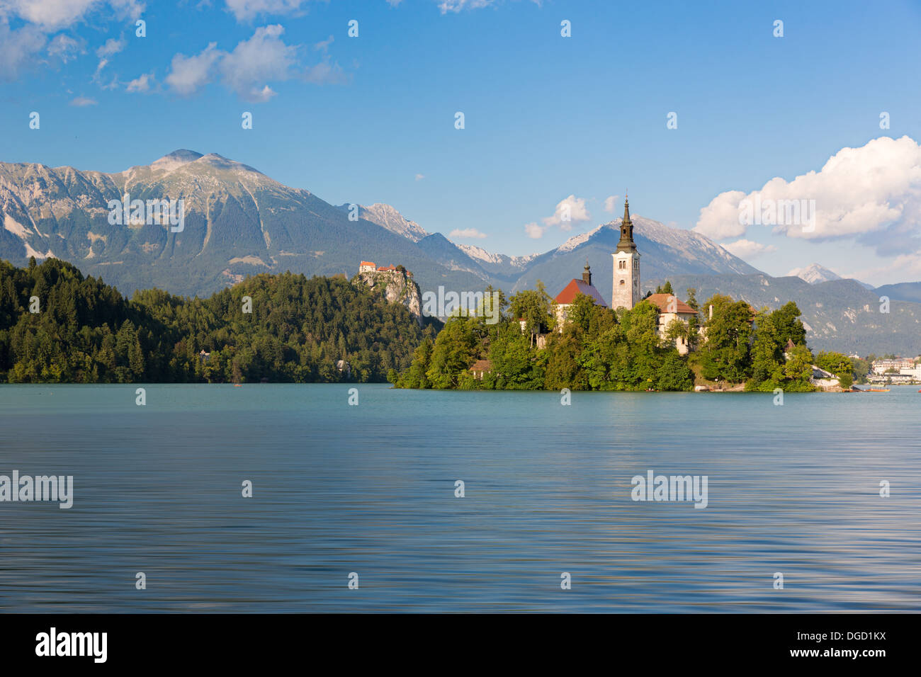 Bleder See mit Insel Bled, Slowenien Stockfoto
