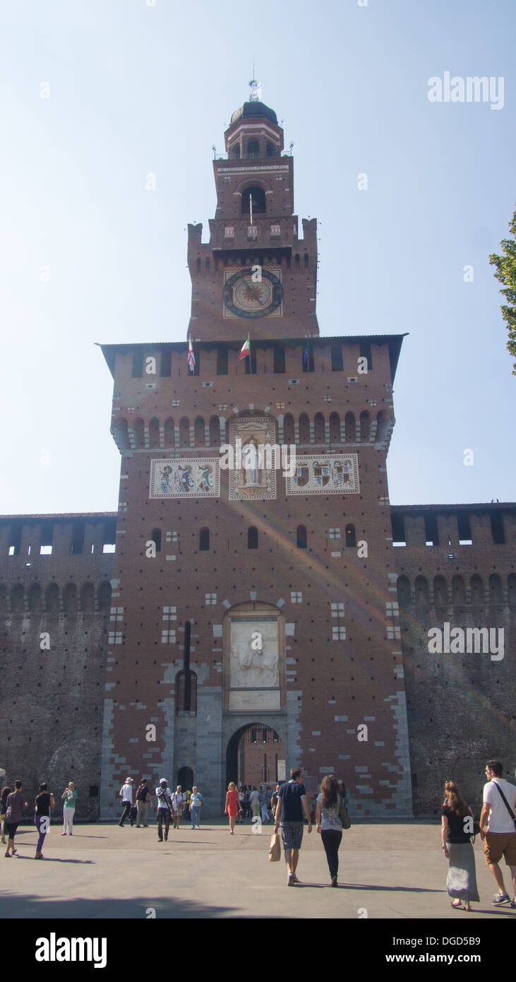 Innenseite Sforza Schloss (Castello Sforzesco), Mailand, Lombardei, Italien Stockfoto