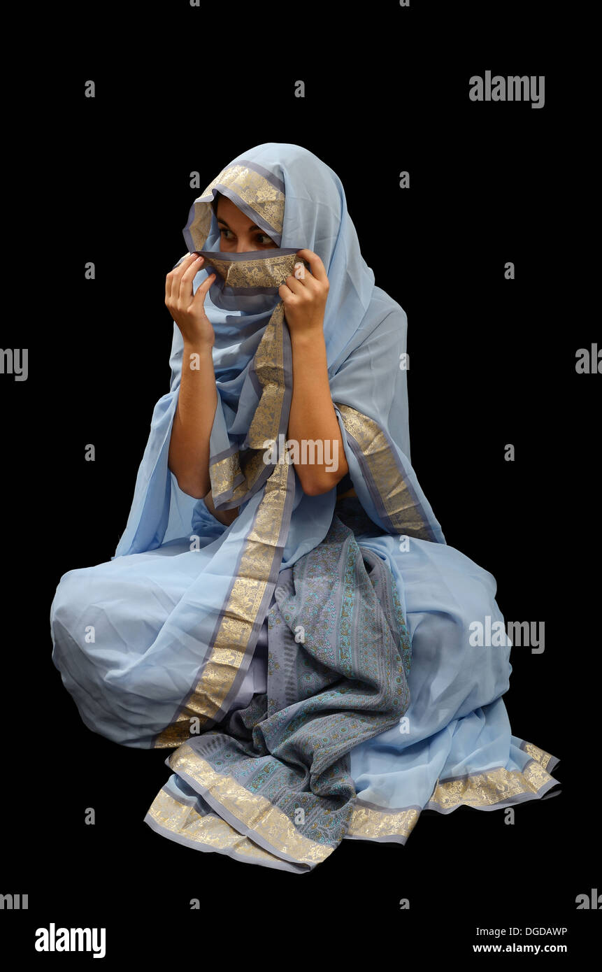 Kaukasischen Frau in der malaysischen sari Stockfoto