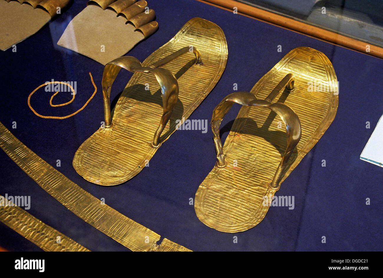 Sandalen, Tutankhamen Schatz, Museum für ägyptische Altertümer, Kairo, Ägypten, Afrika Stockfoto