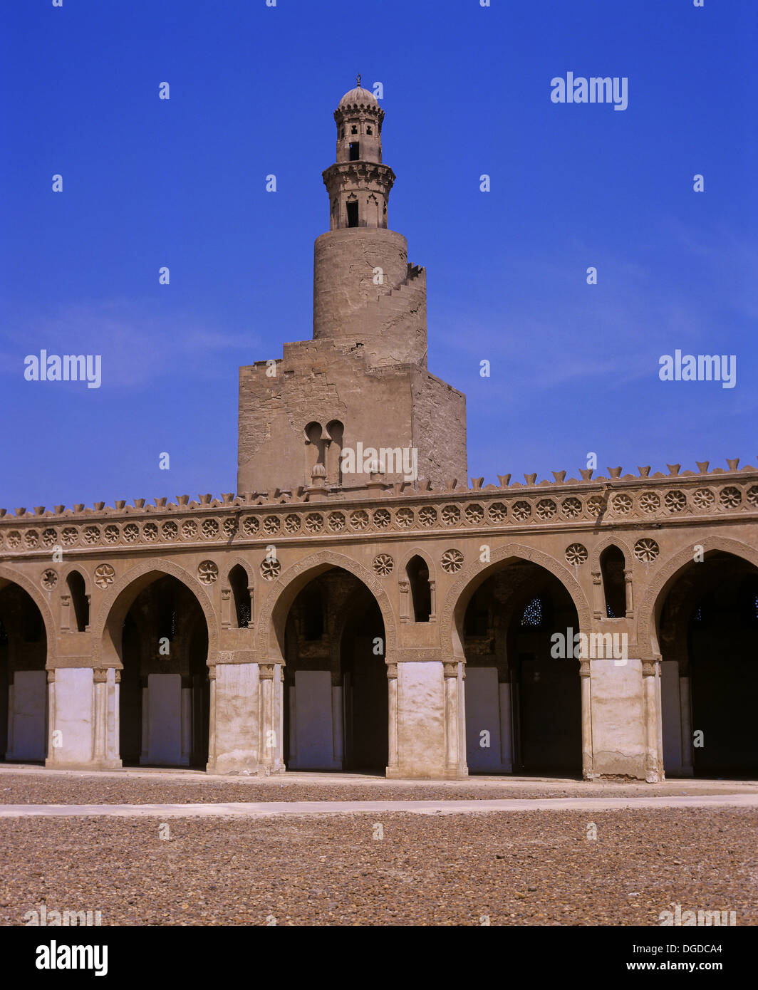 Ibn-Tulun-Moschee des 9. Jahrhunderts, Spirale Minarett, Kairo, Ägypten, Afrika Stockfoto
