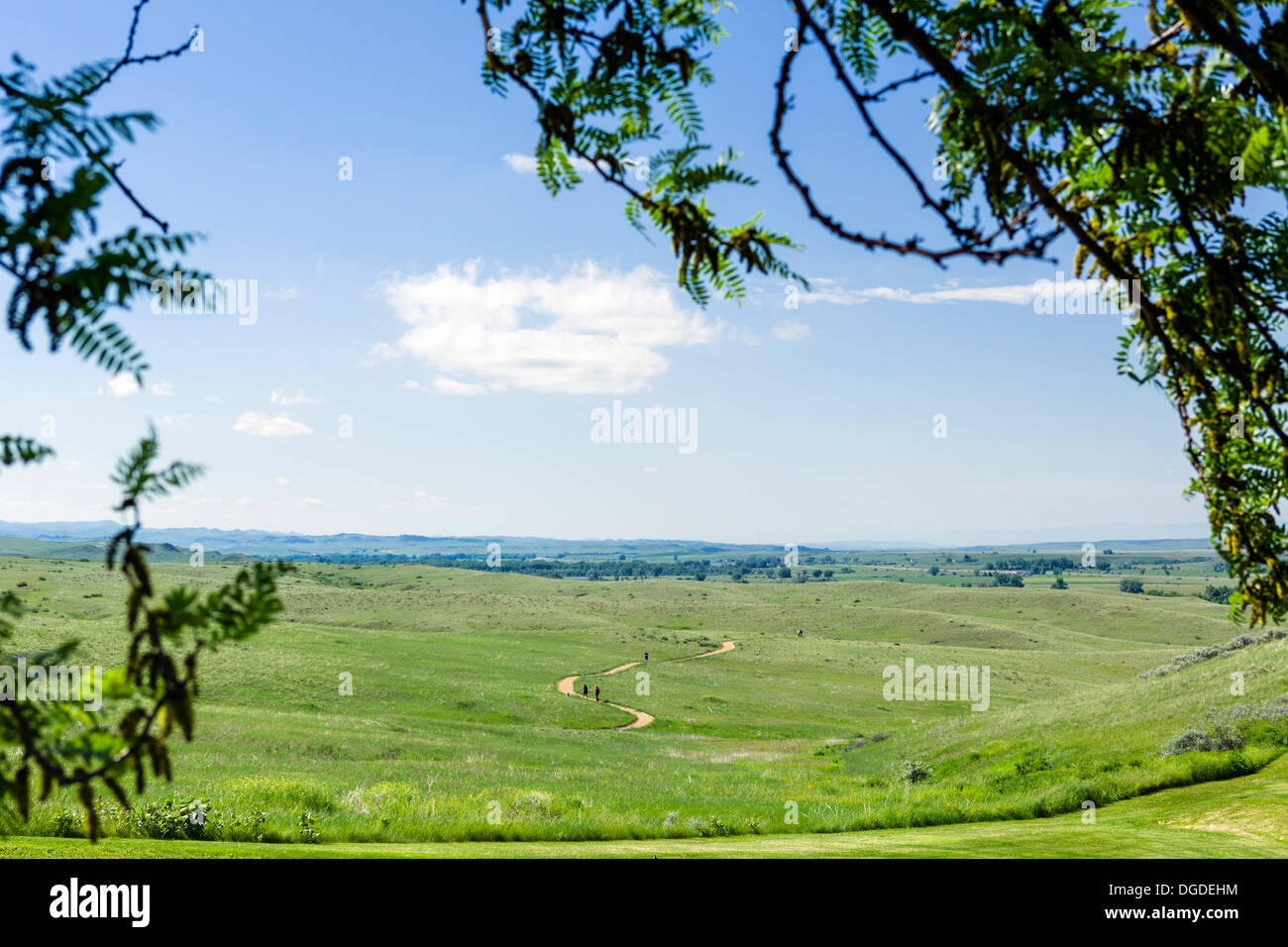 Blick über das Schlachtfeld von Besucher Cente, Little Bighorn Battlefield National Monument, Montana, USA Stockfoto