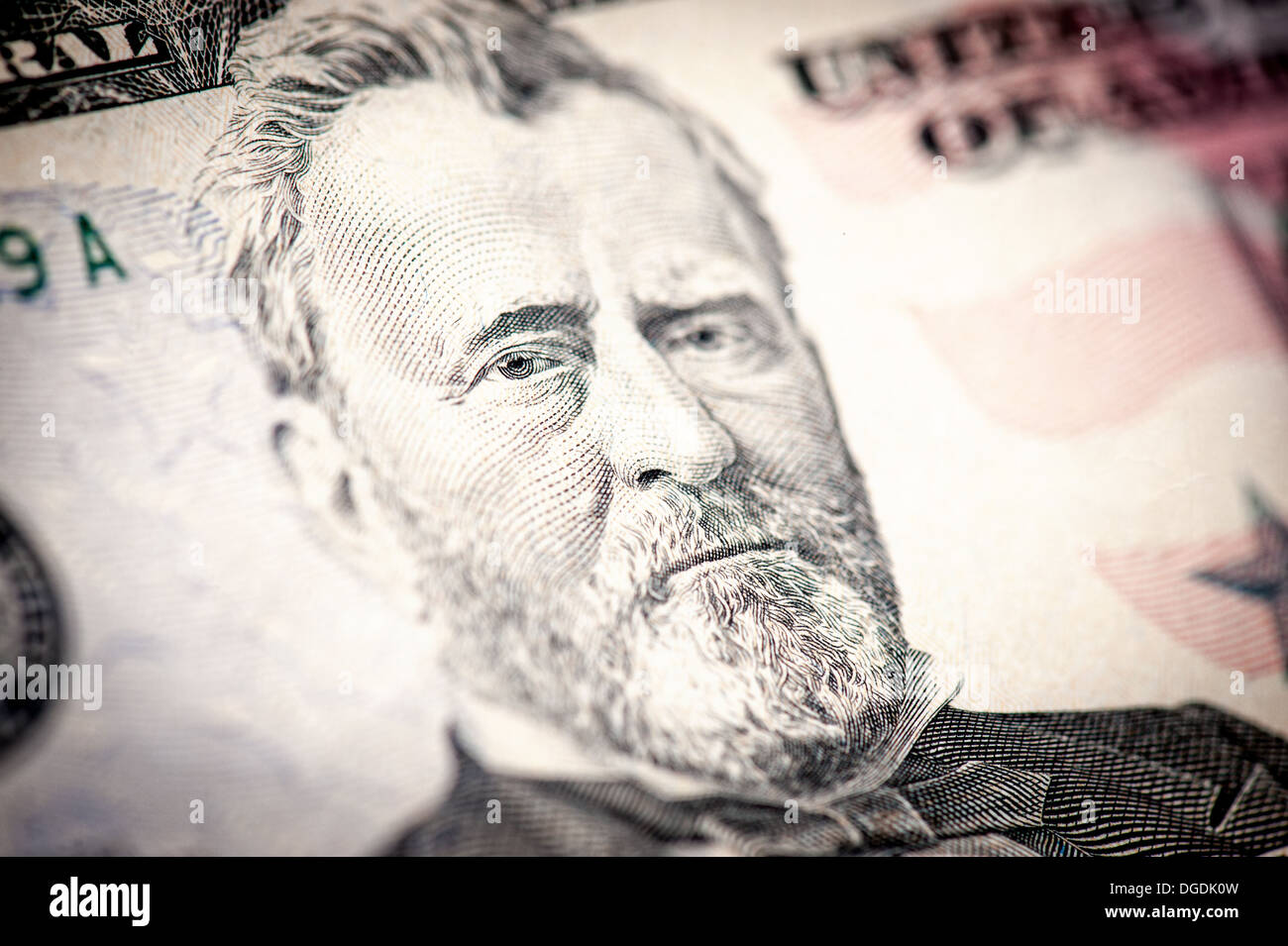 Präsident Ulysses S. Grant aus 50-Dollar-Schein. Stockfoto