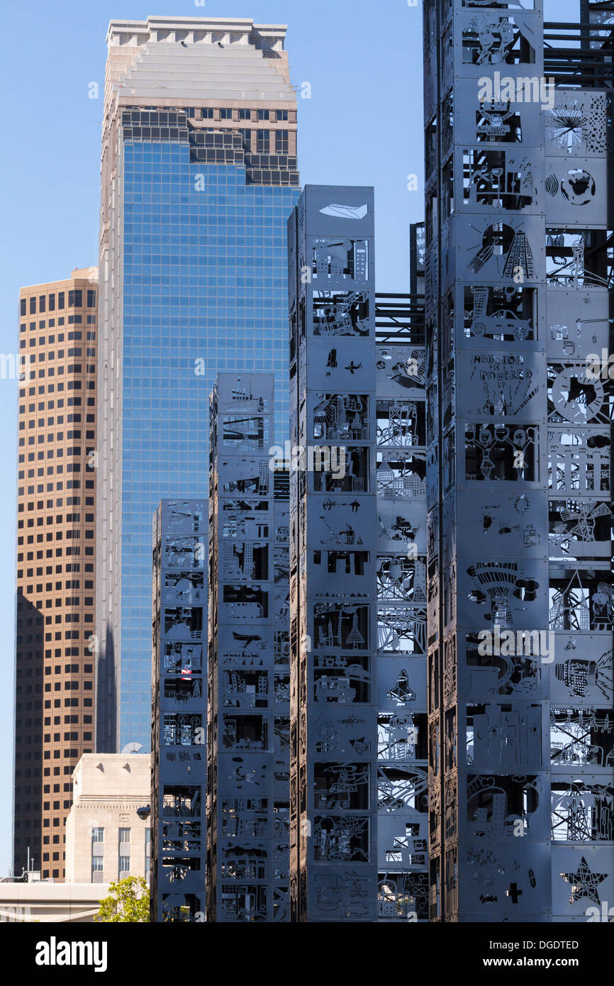 Edelstahl sieben Wunder Sesquicentennial Park Houston Texas Stockfoto