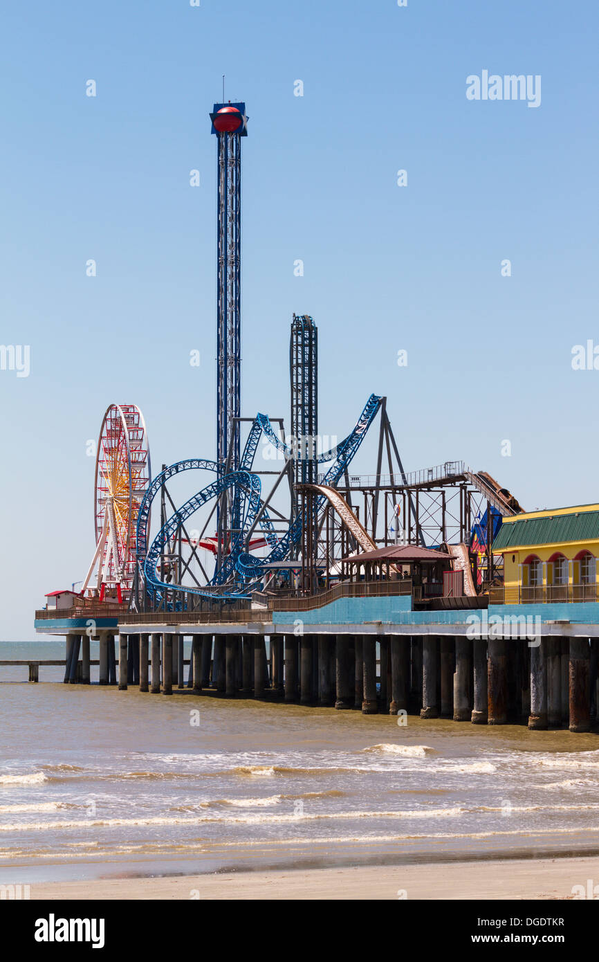 Galveston Island historischen Vergnügen Pier an sonnigen Tag Stockfoto