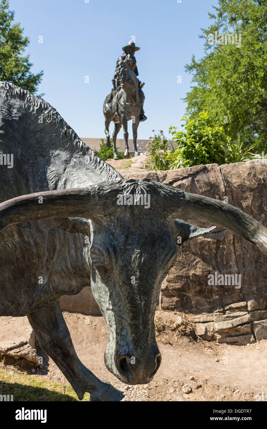 Bronze Skulpturen Vieh fahren Pioneer Plaza Dallas Texas USA Stockfoto