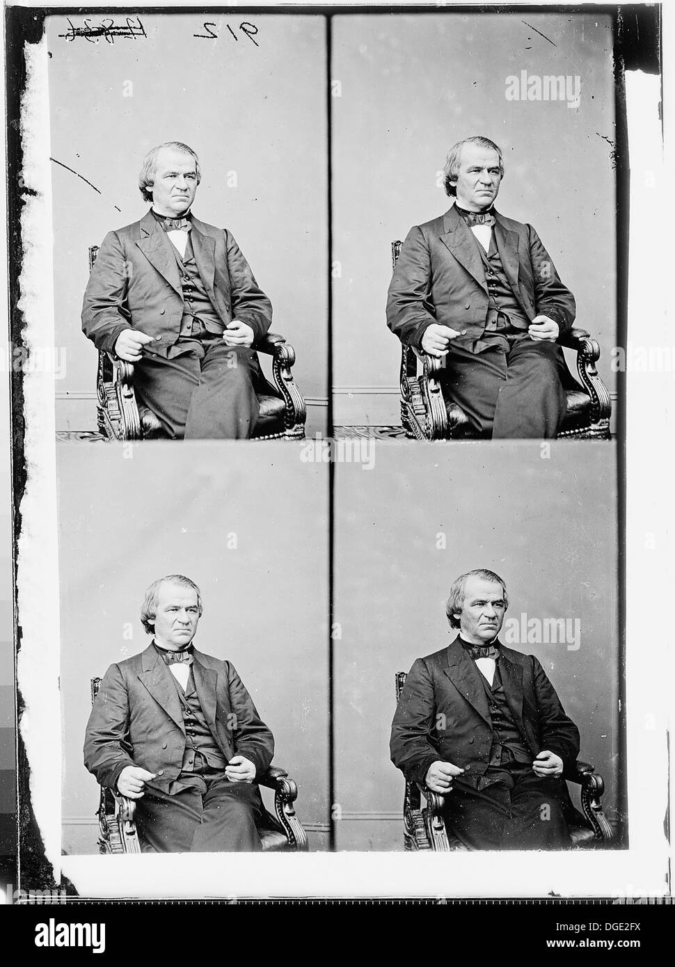 Porträt von Andrew Johnson, Präsident der Vereinigten Staaten aus Tennessee, in einem formalen Bild. Stockfoto