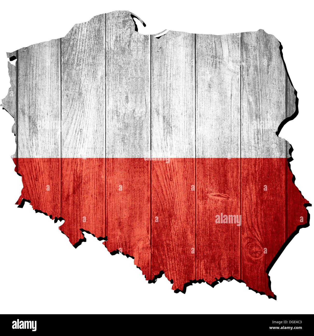 Karte von Polen oder polnische Flagge auf hölzernen Hintergrund Stockfoto