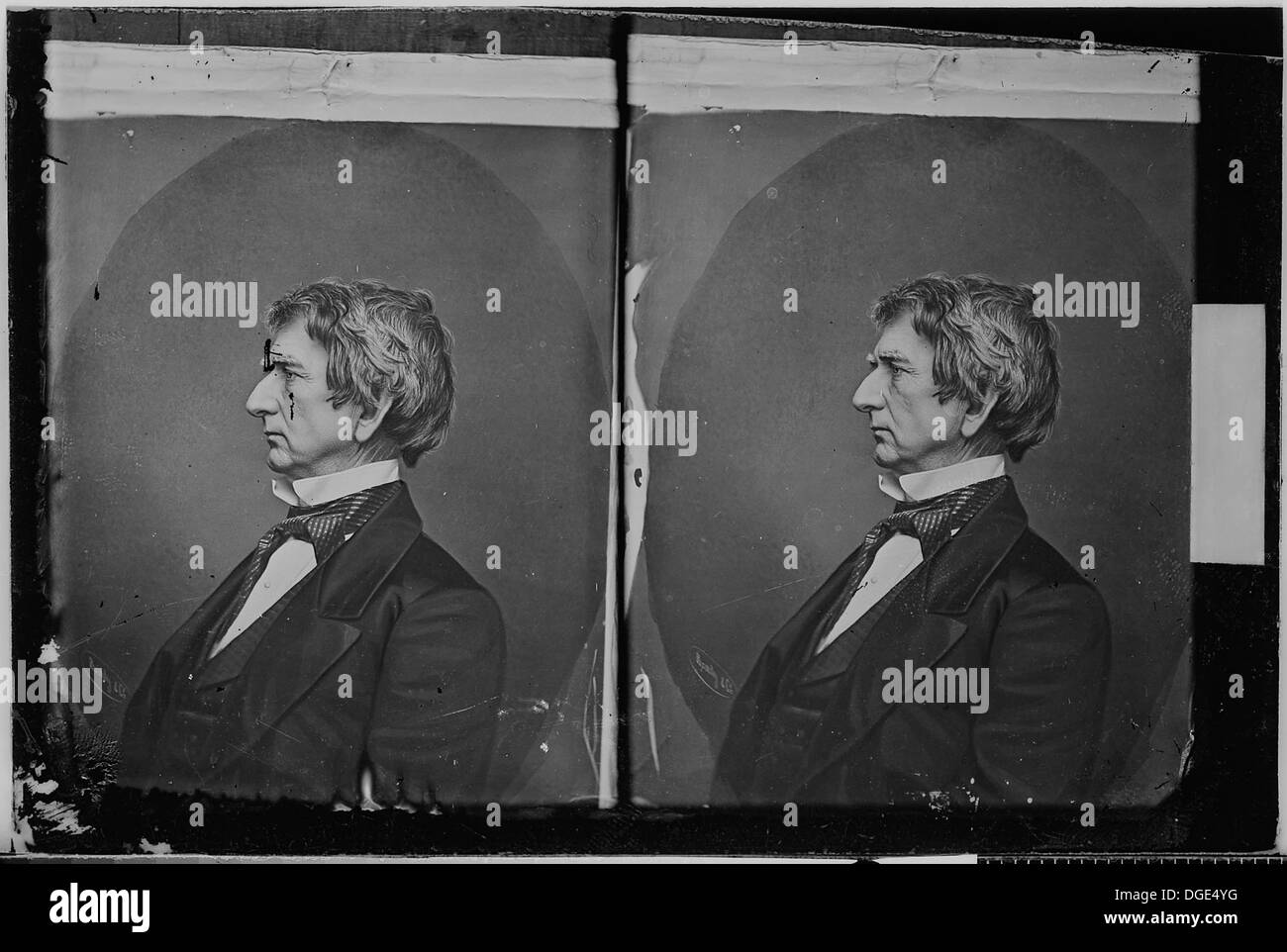Dieses Bild zeigt William H. Seward, der unter den Präsidenten Abraham Lincoln und Andrew Johnson als US-Außenminister diente. Er ist vor allem für seine Rolle bei der Verhandlung des Kaufs von Alaska bekannt, das oft als „Seward's Folly“ bezeichnet wird. Stockfoto