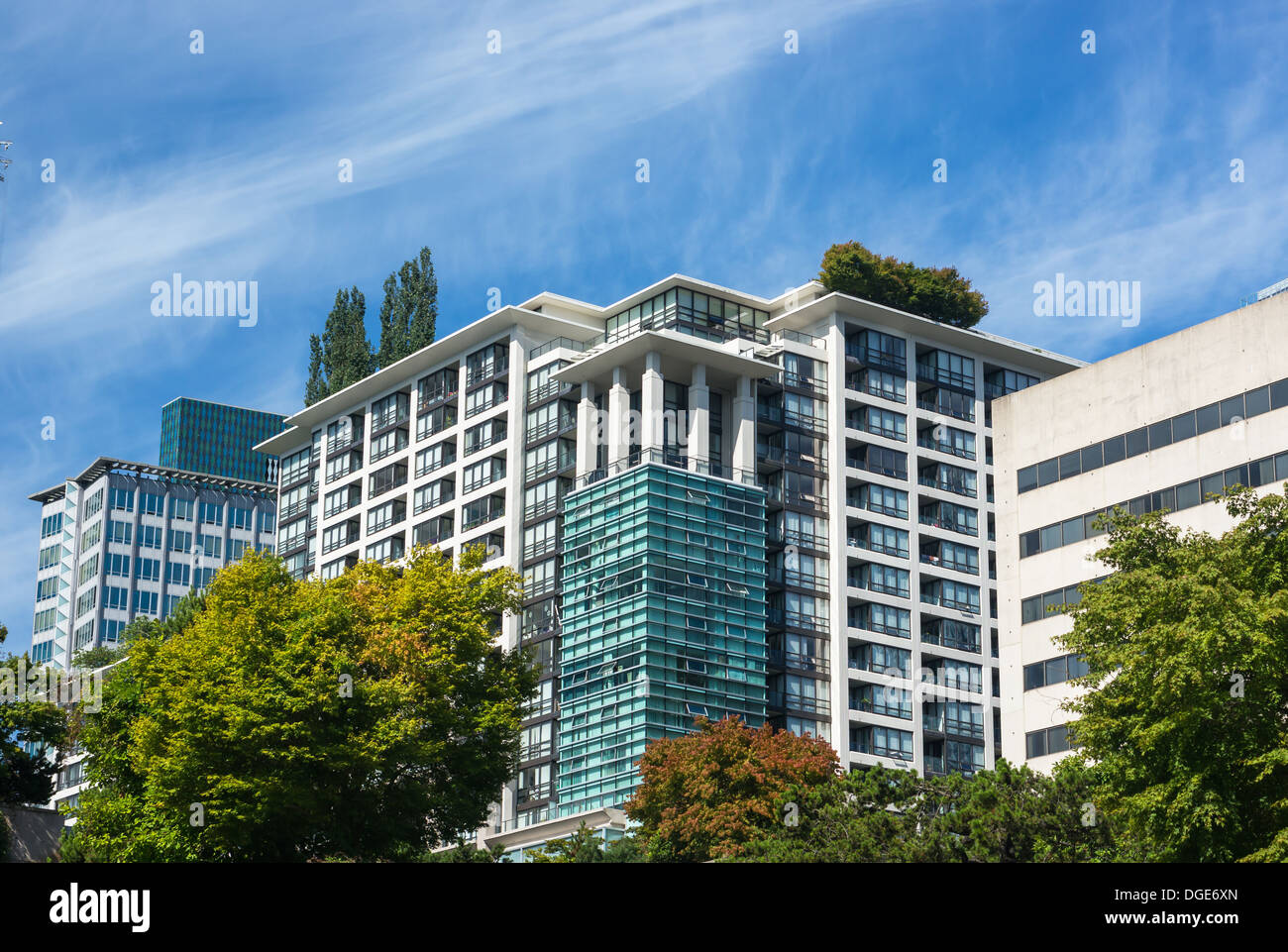 Moderne Appartementhäuser in Vancouver, British Columbia, Kanada. Stockfoto