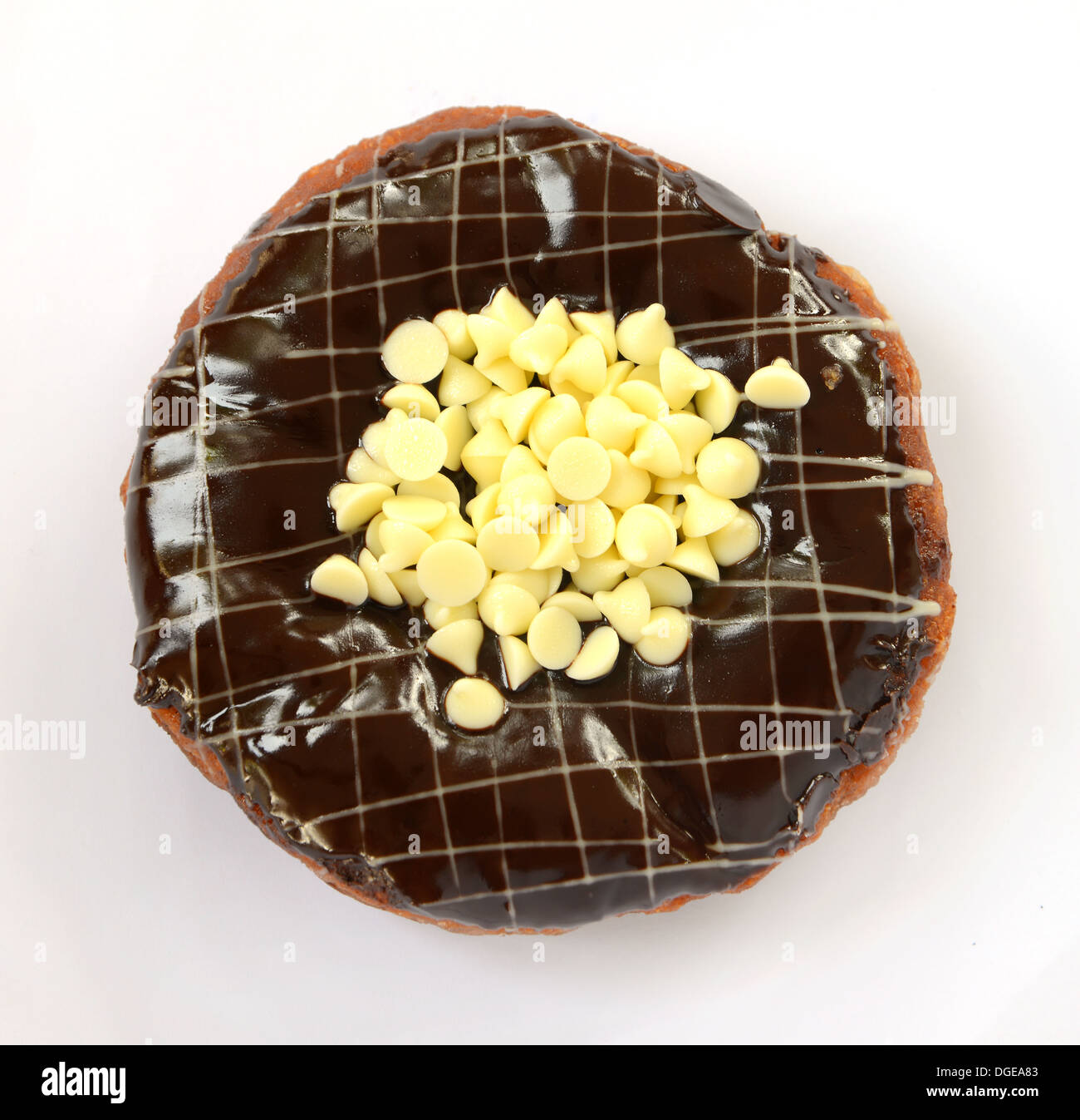 Schoko Donut isoliert auf weißem Hintergrund Stockfoto