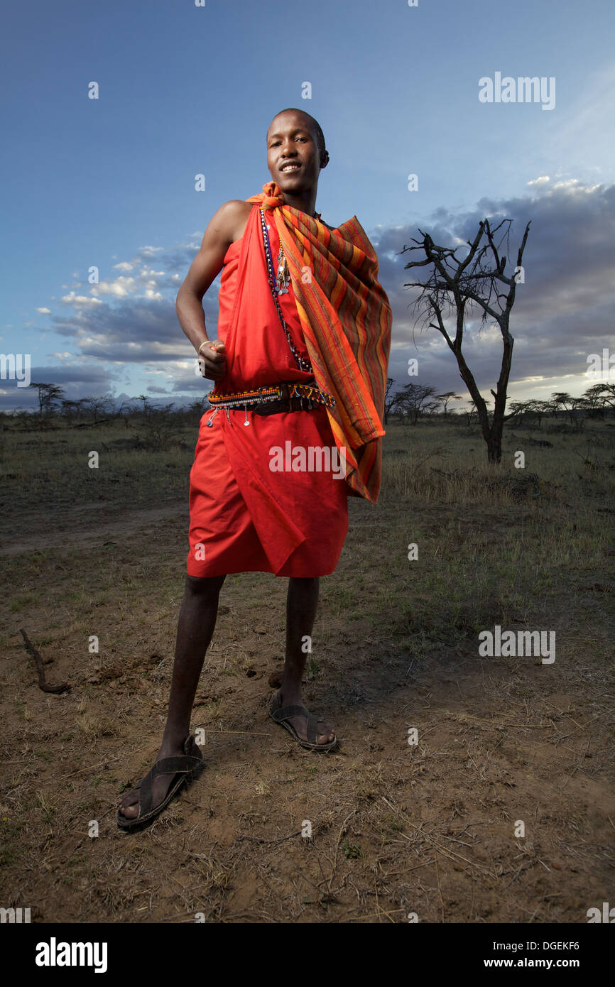 Mann Junge Massai Mara-Region, Kenia Stockfoto