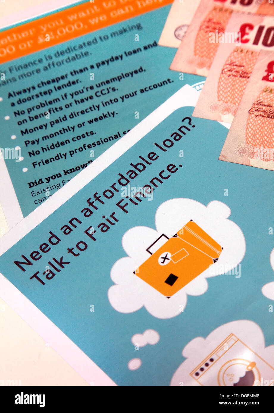 Flyer Werbung Erschwinglichen Darlehen London Stockfoto