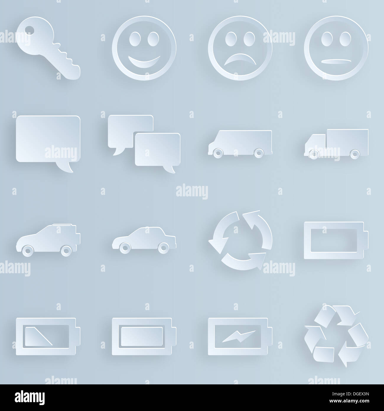 Business, Technologie, e-Commerce, Web und shopping Icons set Papier Stil Stockfoto