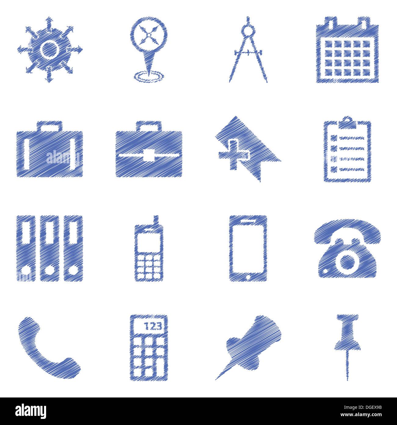 Wirtschaft, Technologie, e-Commerce, Web und shopping Kugelschreiber gezeichnet Symbole Papier Stil festlegen Stockfoto