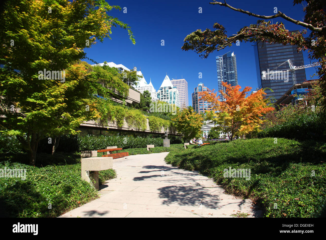Robson Square in der Innenstadt von Vancouver, Kanada Stockfoto