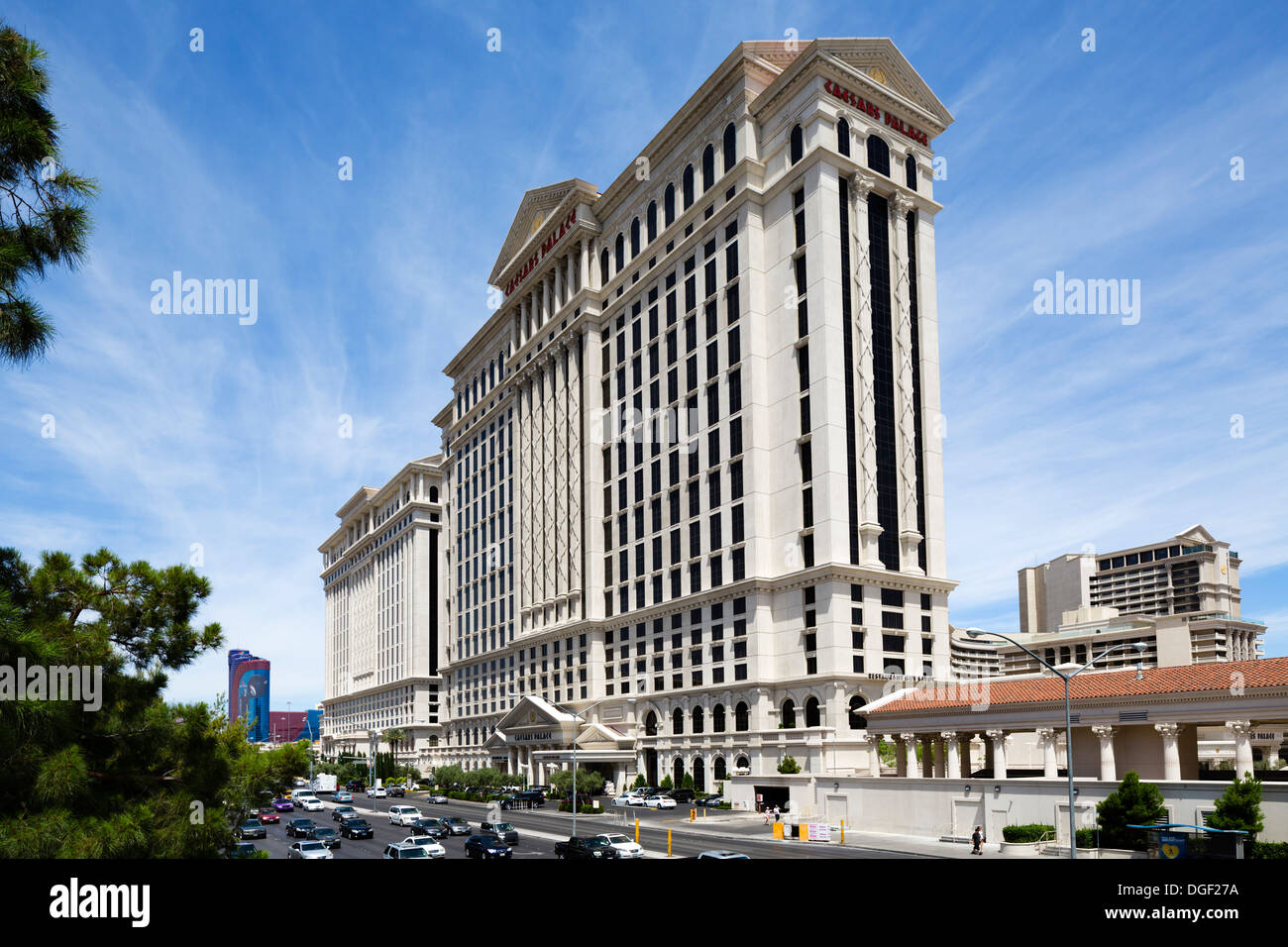 Caesars Palace Hotel und Casino, gesehen von Flamingo Road, Las Vegas, Nevada, USA Stockfoto