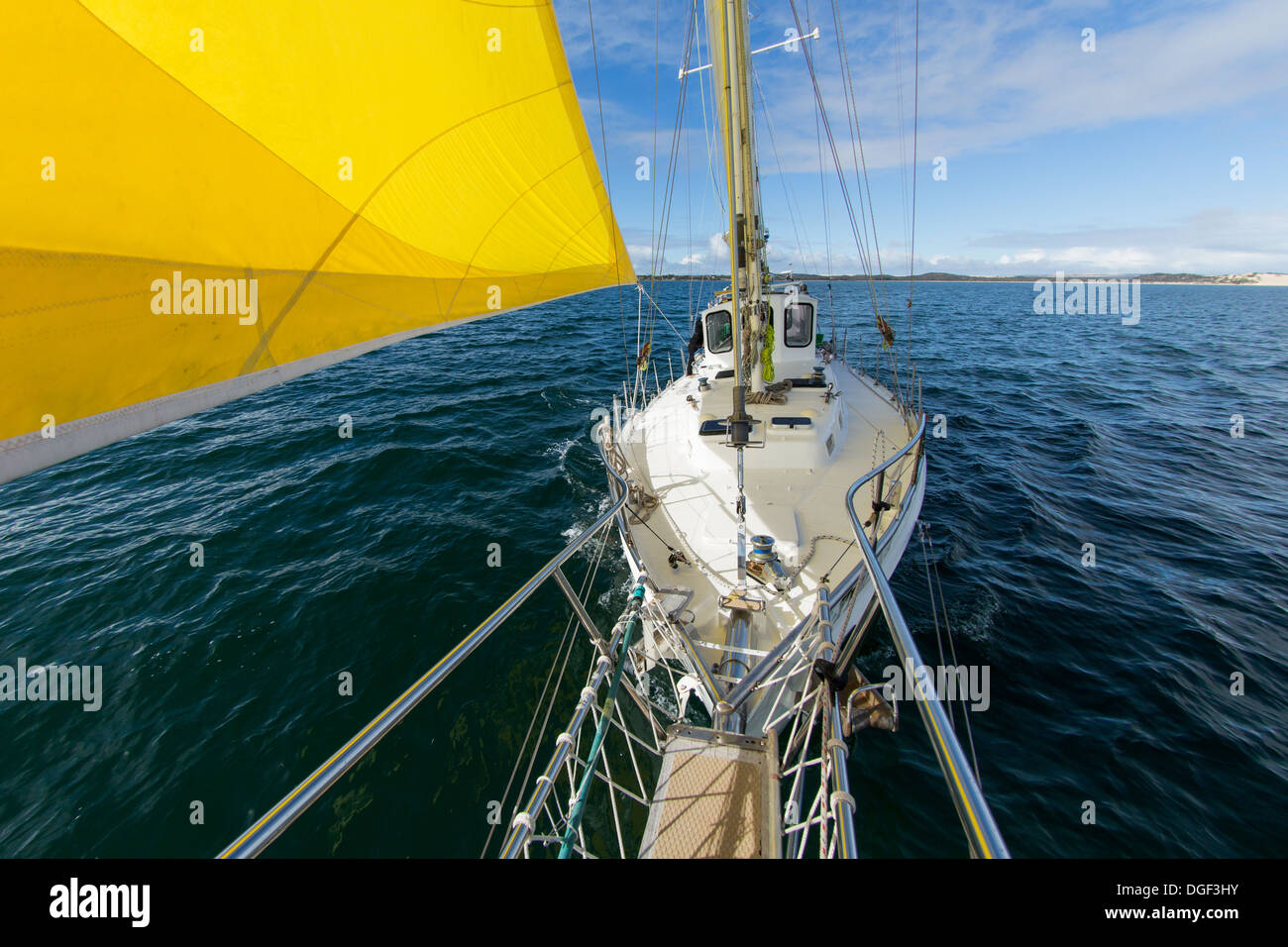 Yacht segeln am Coffin Bay. Australien. Stockfoto