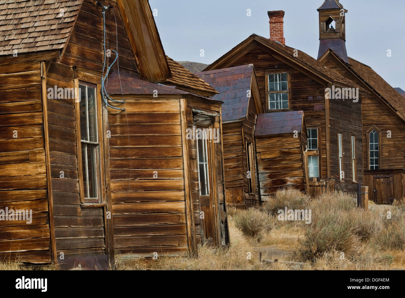 Holzhäuser, Bodie State Historic Park, Mono County, Kalifornien Stockfoto