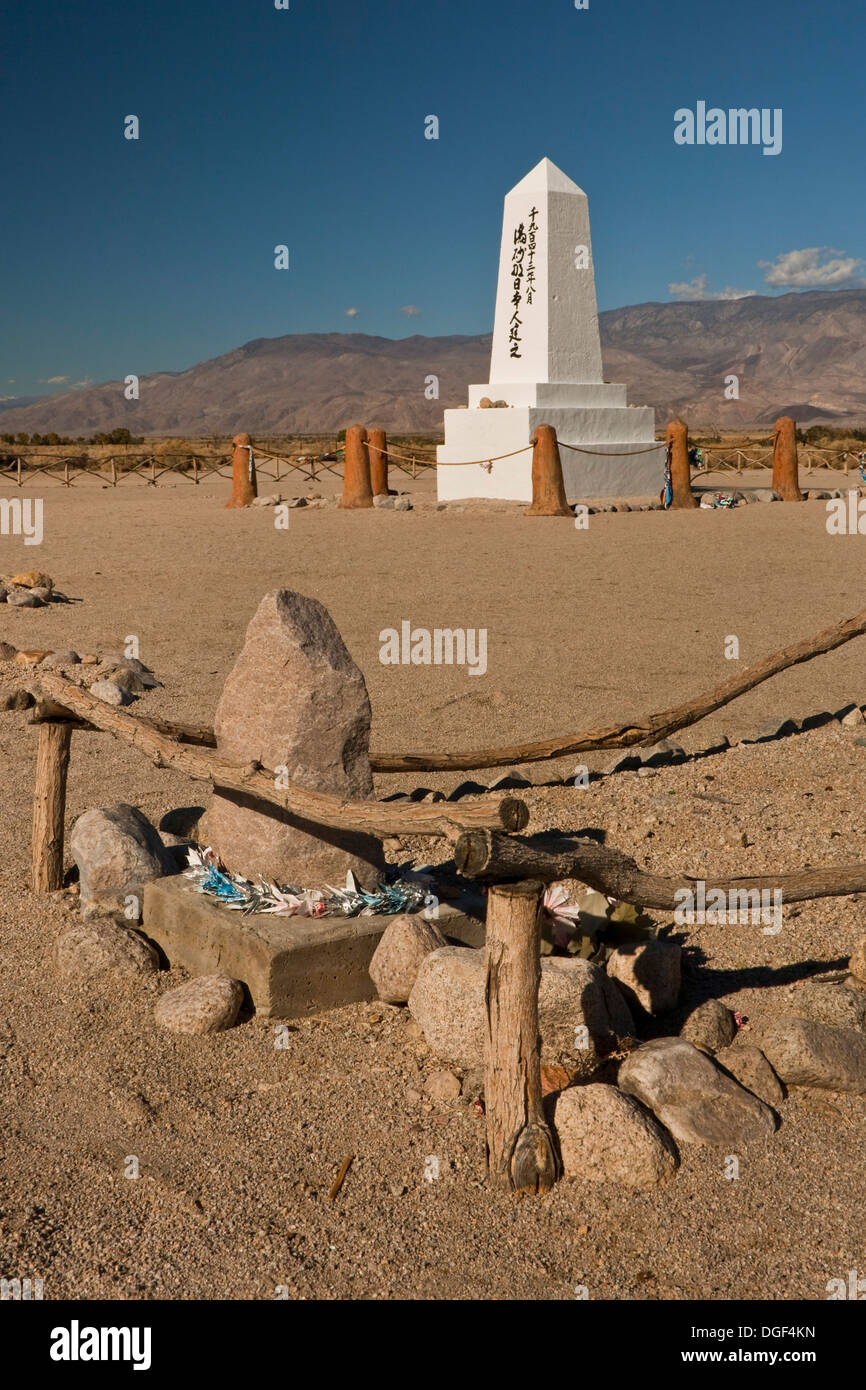 Gedenkstätte und Gräber in Internierungslager Manzanar japanische dem zweiten Weltkrieg, in der Nähe von Unabhängigkeit, östliche Sierra, California Stockfoto