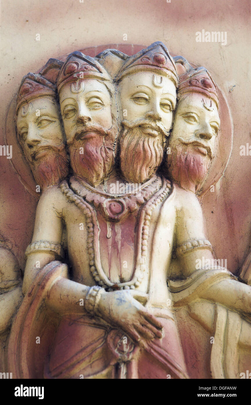 Statue des indischen Gottes Brahma. Rishikesh. Uttaranchal. Indien. Stockfoto