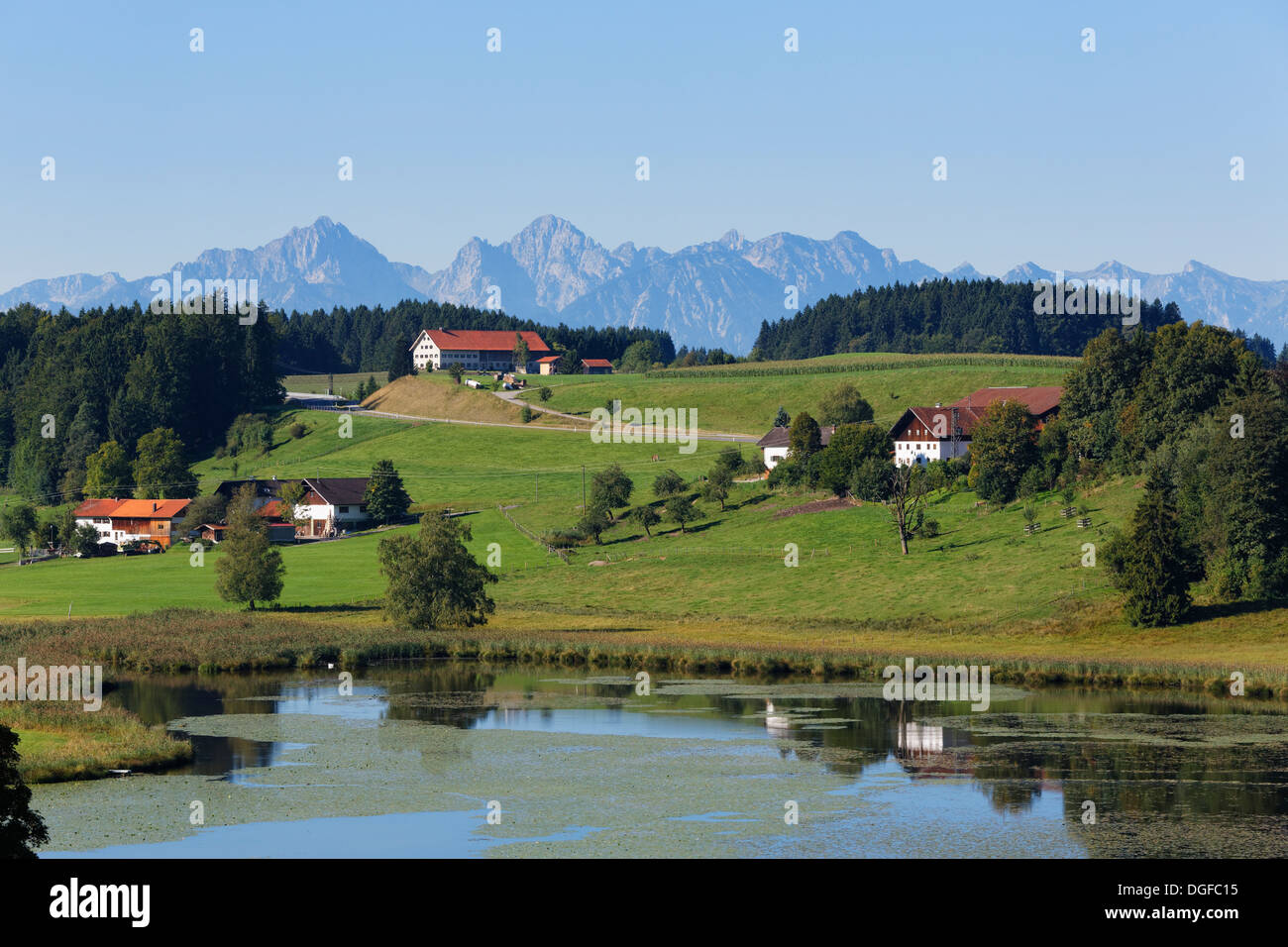 Biberschwoeller See, Steingaden, Pfaffenwinkel Region, Upper Bavaria, Bavaria, Germany Stockfoto
