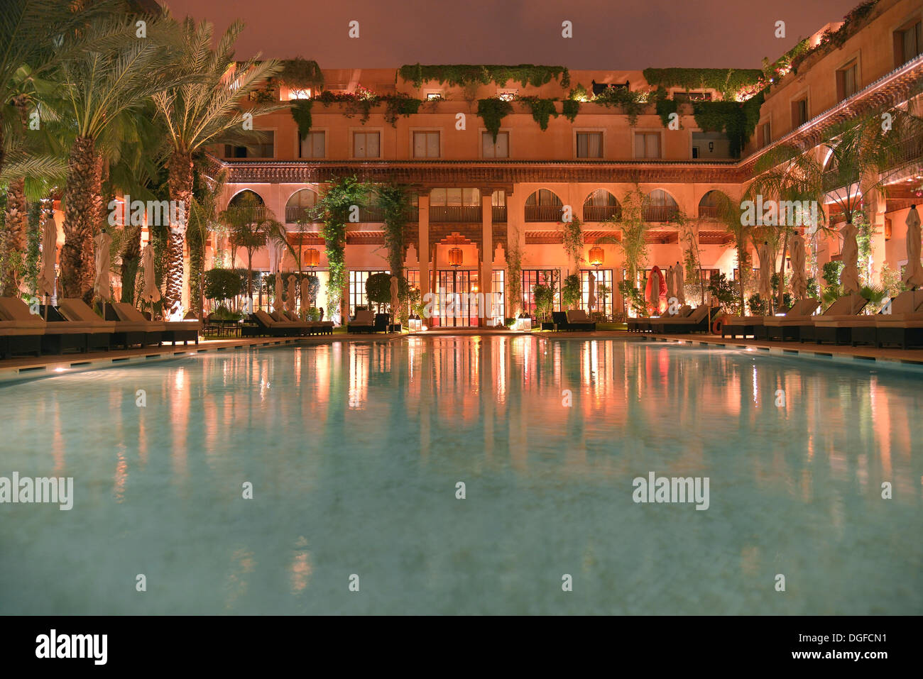 Schwimmbad, Hotel Les Jardins De La Koutoubia, Marrakesch, Marrakech-Tensift-El Haouz Region, Marokko Stockfoto
