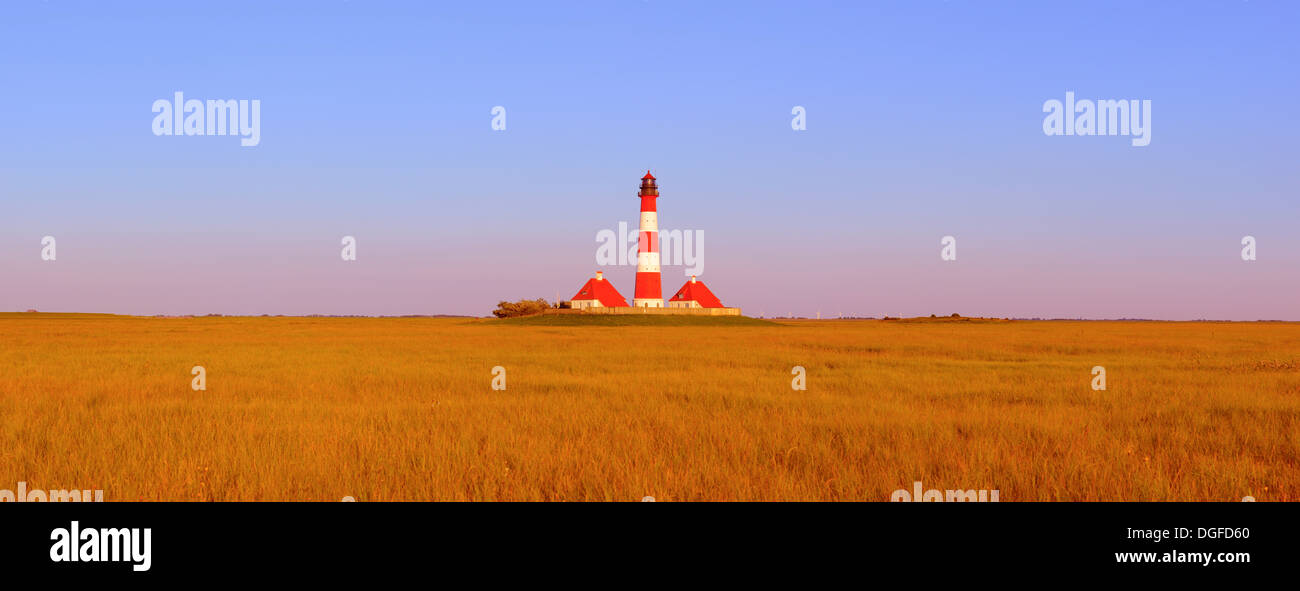 Leuchtturm Westerheversand Leuchtturm Westerhever, Eiderstedt, Norden Frisia, Schleswig-Holstein, Deutschland Stockfoto
