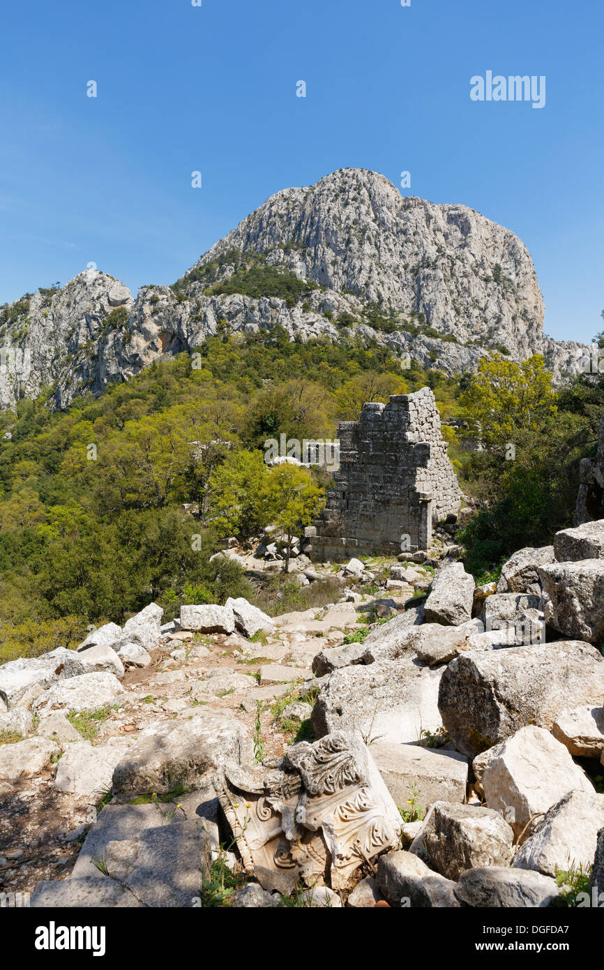 Obere Stadtmauer, antiken Stadt Termessos, Taurus-Gebirge, Termessos, Provinz Antalya, Türkei Stockfoto