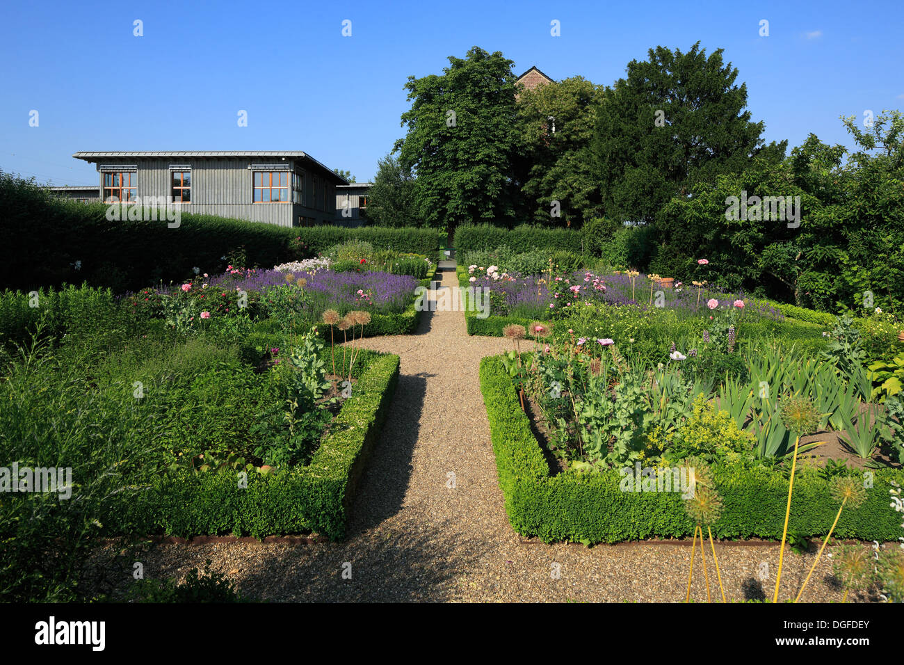 Bauerngarten am Haus Ripshorst, Rasenspiels Zum Emscher Landschaftspark, Oberhausen, Ruhrgebiet, Nordrhein-Westfalen Stockfoto