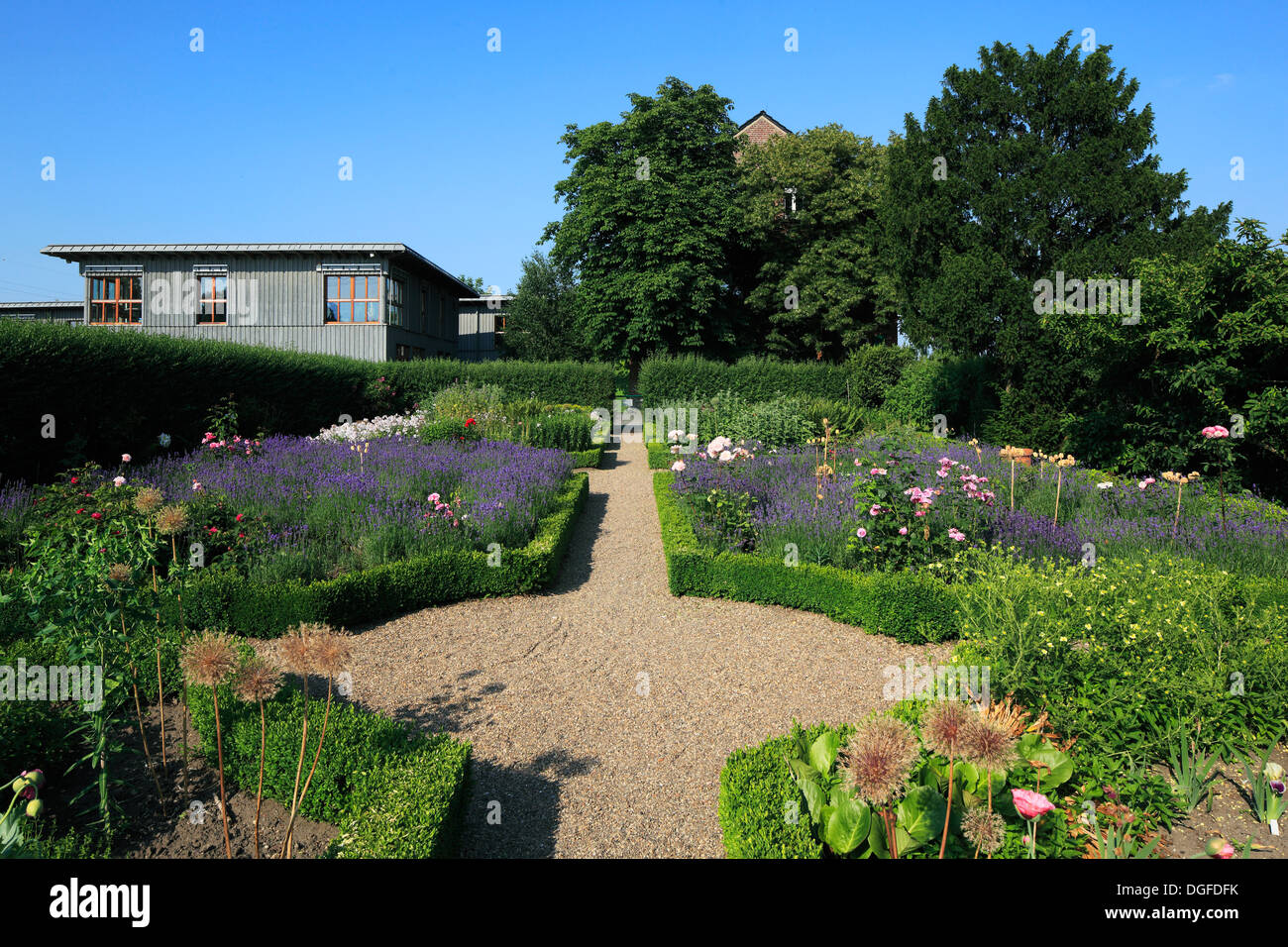 Bauerngarten am Haus Ripshorst, Rasenspiels Zum Emscher Landschaftspark, Oberhausen, Ruhrgebiet, Nordrhein-Westfalen Stockfoto