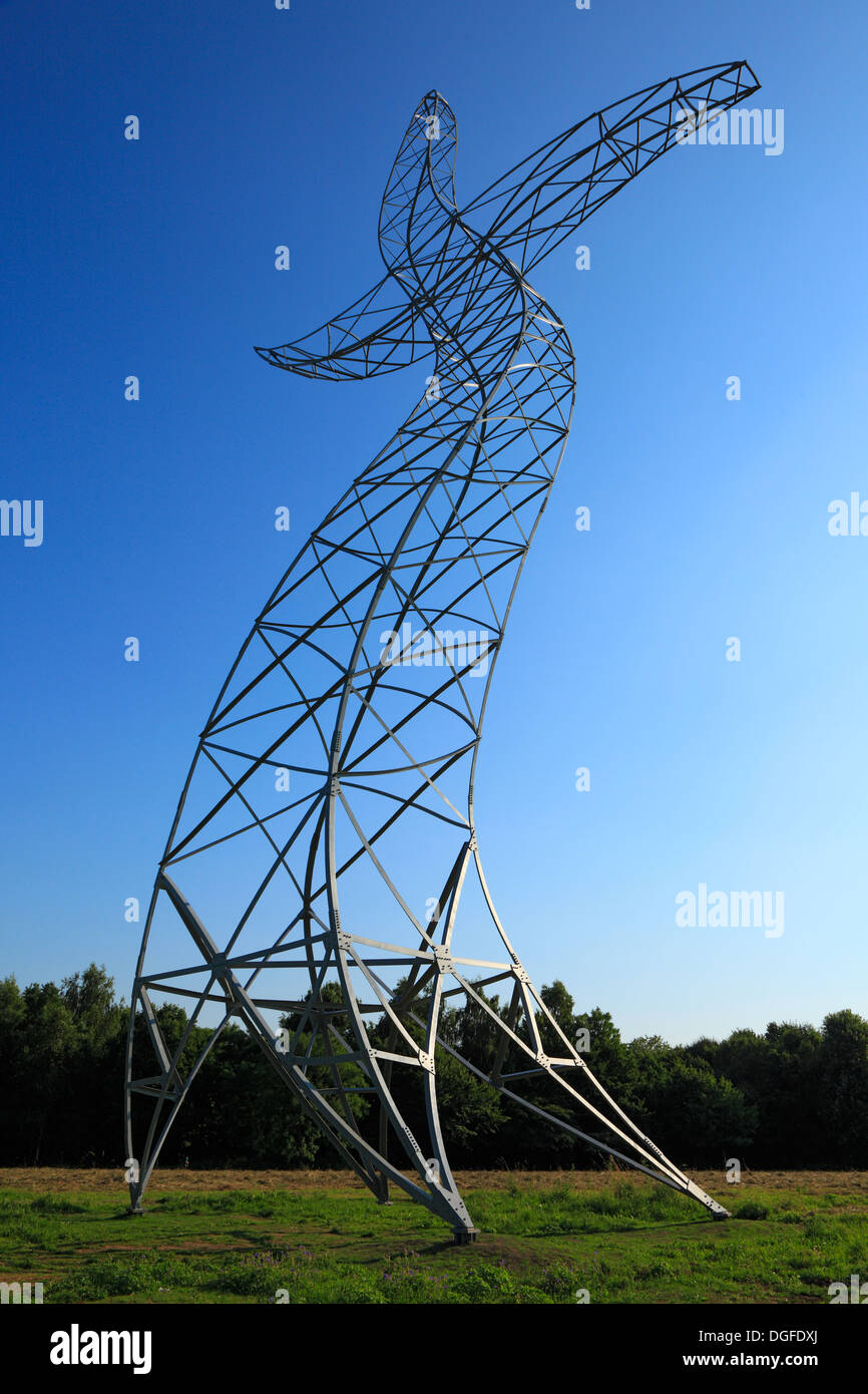Der Tanzende Strommast "Zauberlehrling" von "Inges Idee" Bei der Ausstellung Emscherkunst Im Emscher Landschaftspark Bei Haus Ripshorst, Oberhausen, R Stockfoto