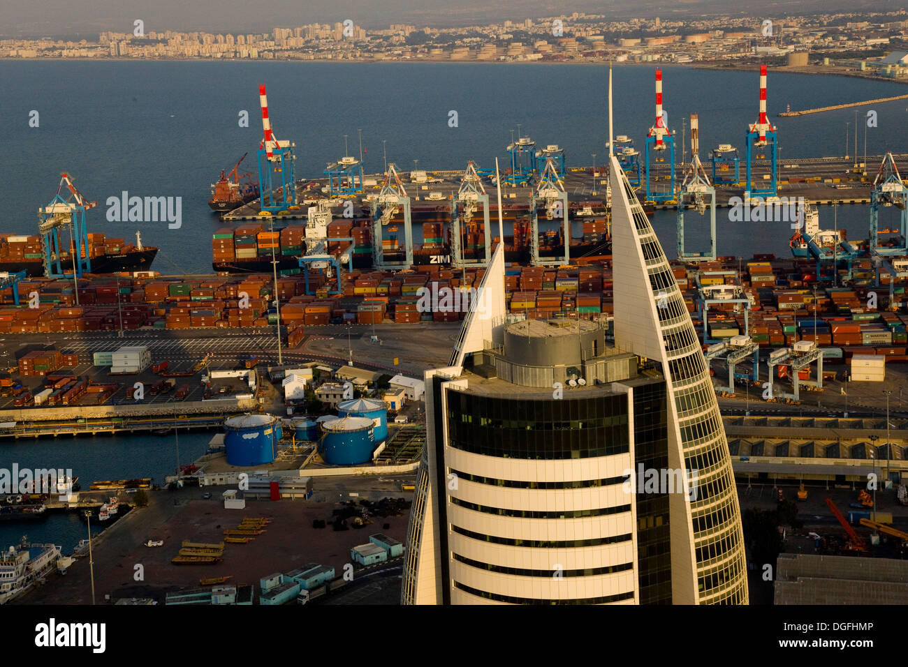 Eine Luftaufnahme von den Hafen von Haifa Stockfoto