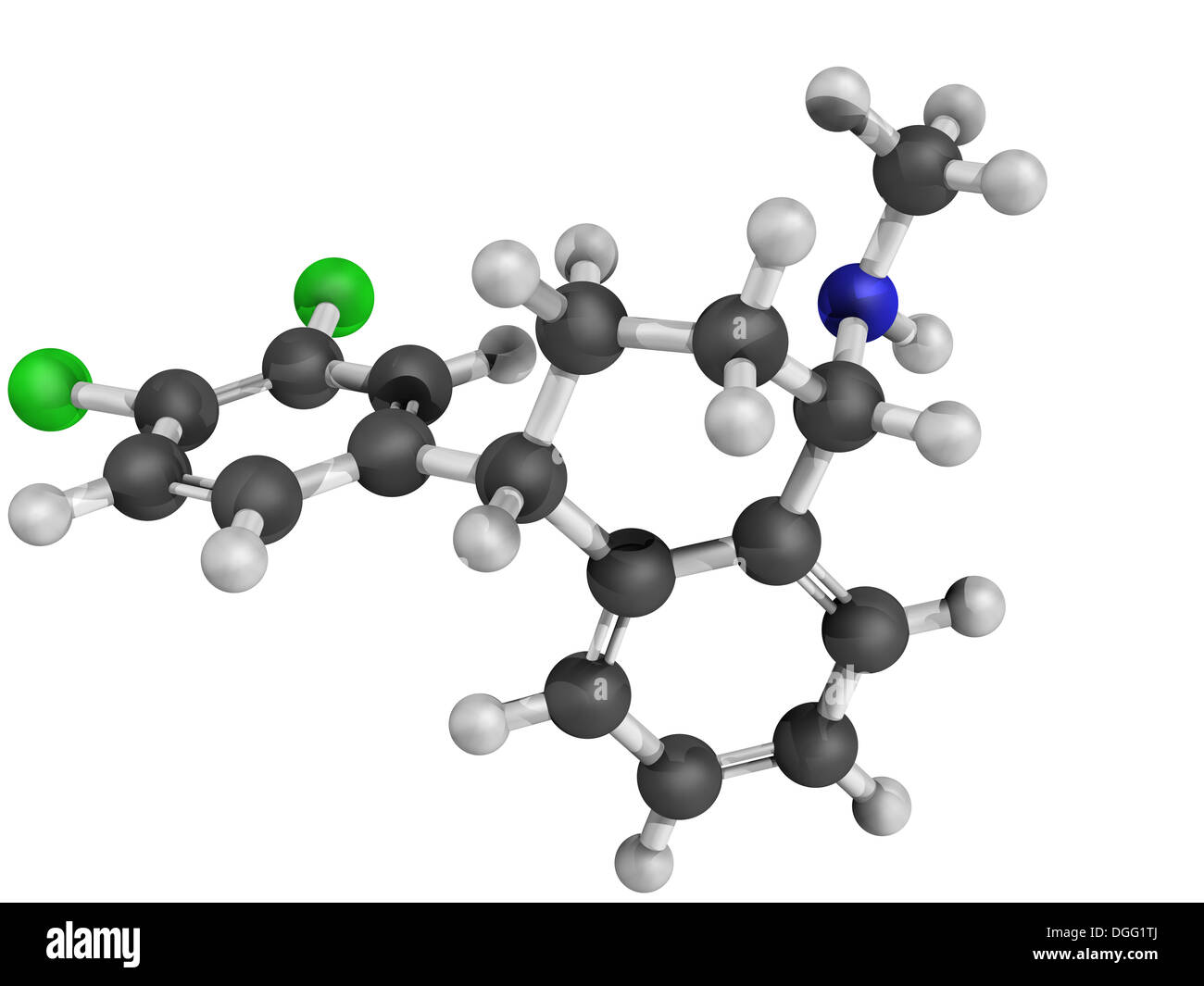 Chemische Struktur der Sertaline, ein Antidepressivum der selektiven Serotonin-Reuptake-inhibitor Stockfoto