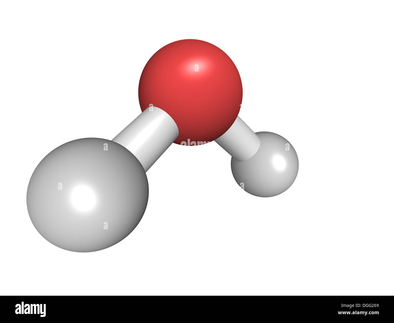 Chemische Struktur von einem Wassermolekül H2O Stockfoto