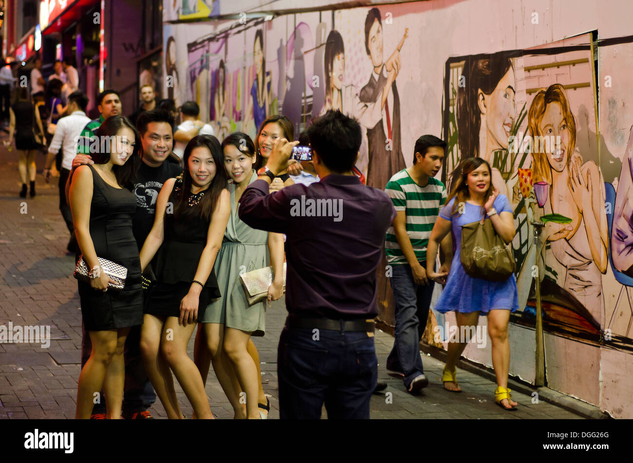 Lan Kwai Fong, Hongkong-Nachtleben Stockfoto
