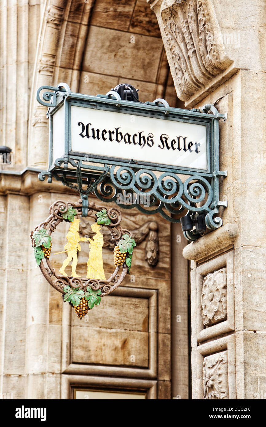 Inn-Zeichen des Auerbachs Keller in Leipzig Stockfoto
