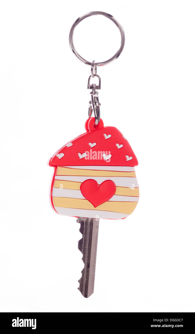 Hausschlüssel mit Herz Beschützer Studio Ausschnitt Stockfoto