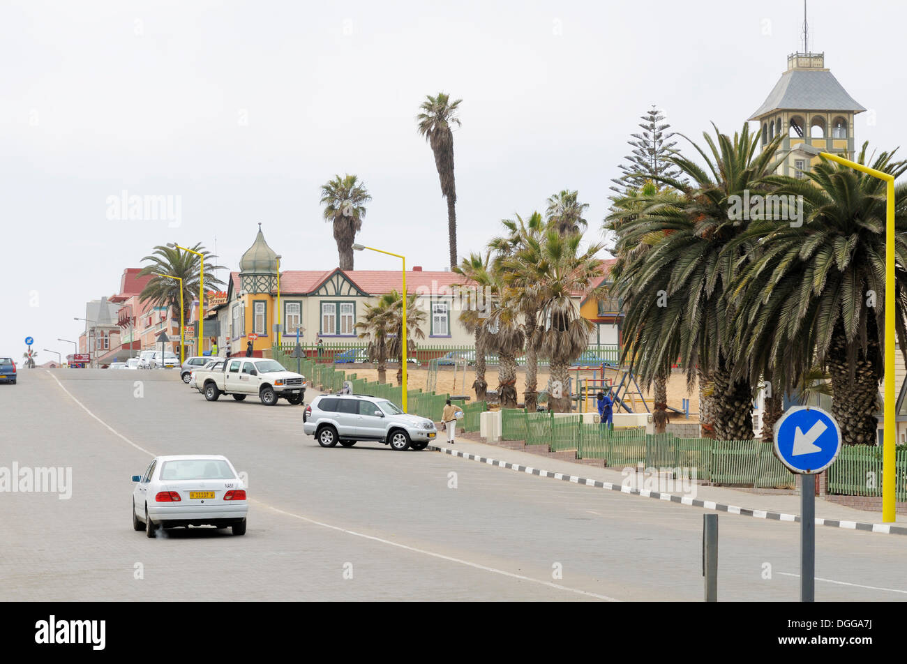 Woermann Haus mit Damara Turm, Swakopmund, Namibia Stockfoto