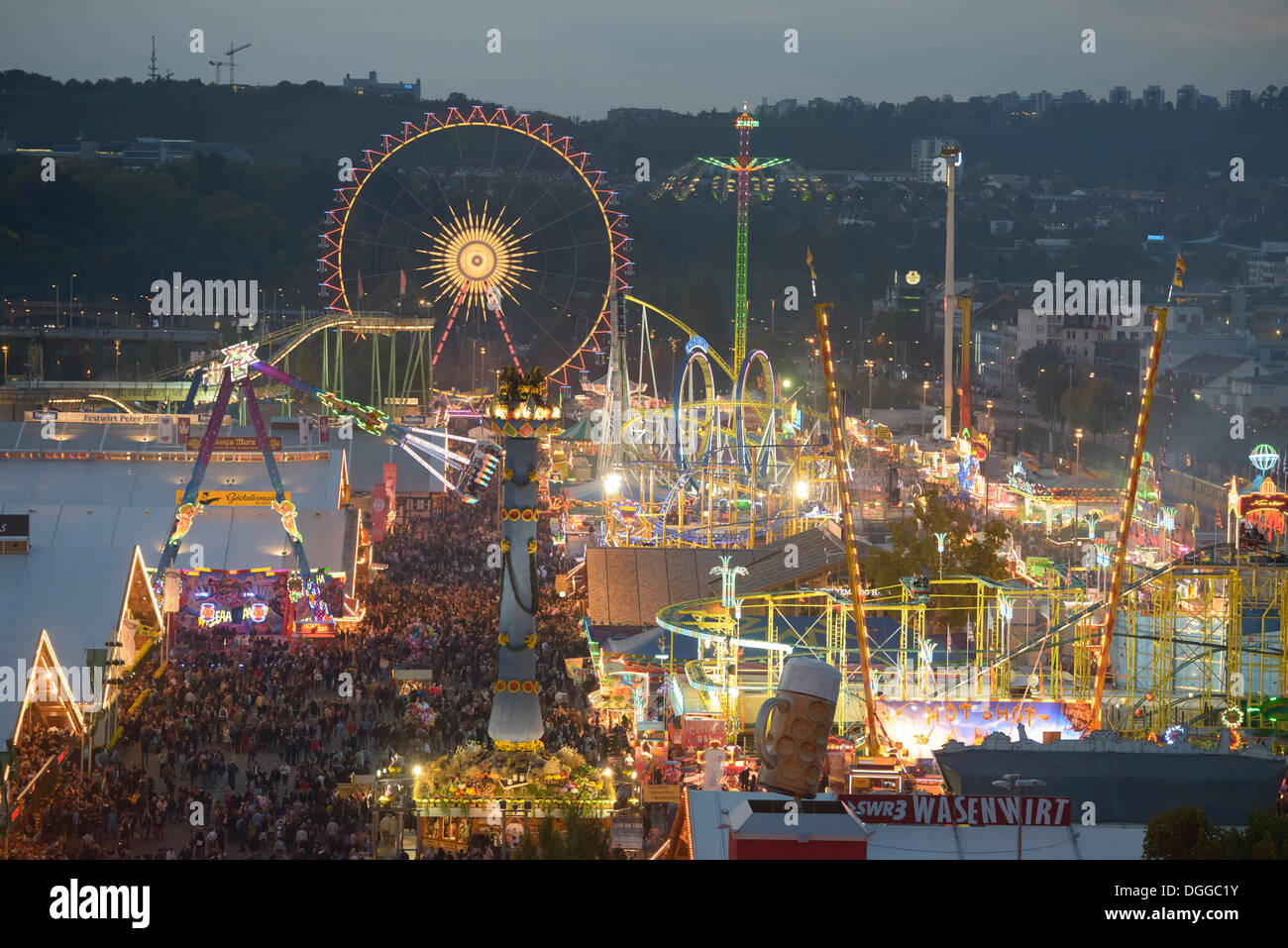 Blick auf dem Cannstatter Wasen Festivalgelände, öffentliche Festival