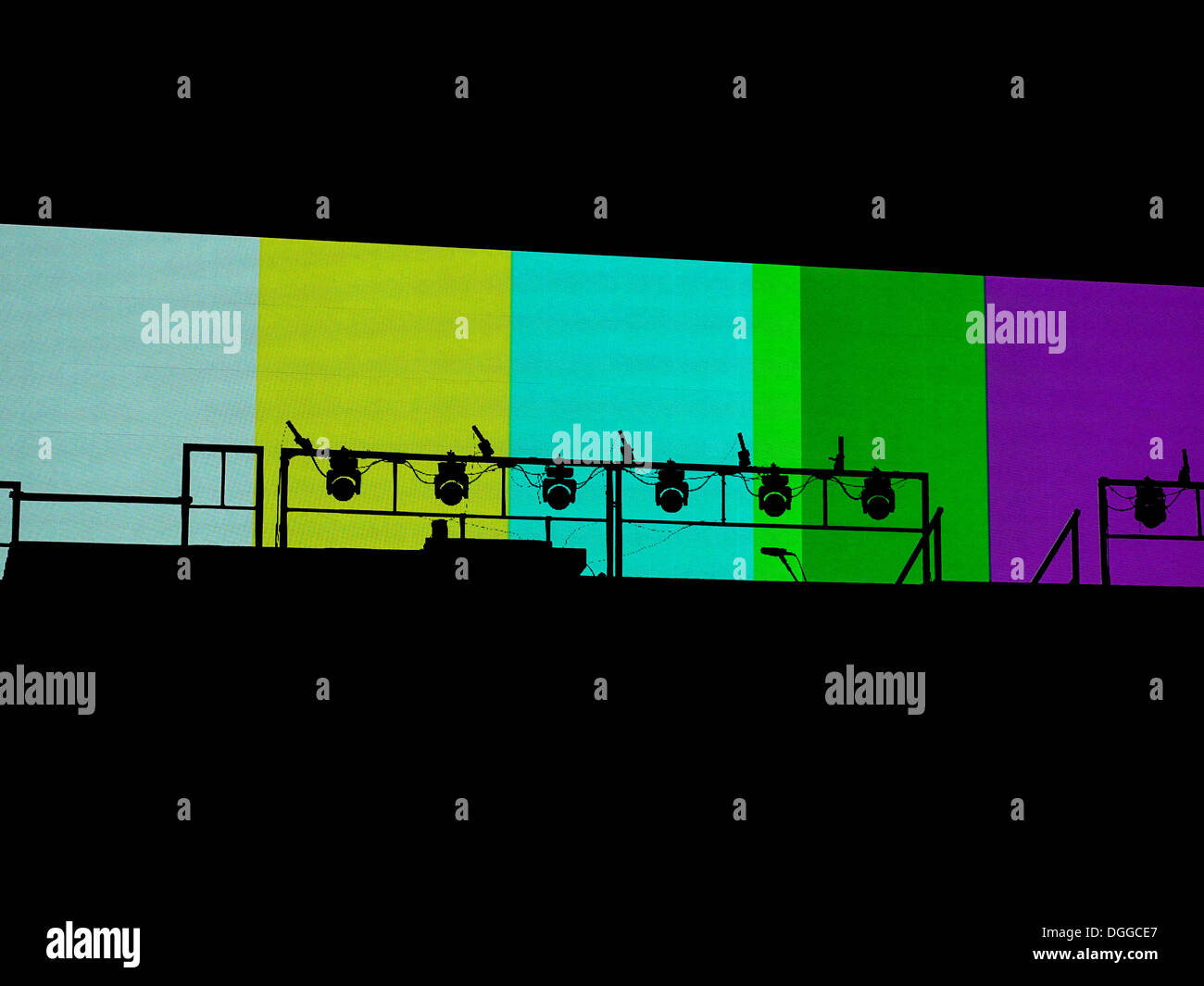 Bühnenbeleuchtung mit TV-Testbild Stockfoto