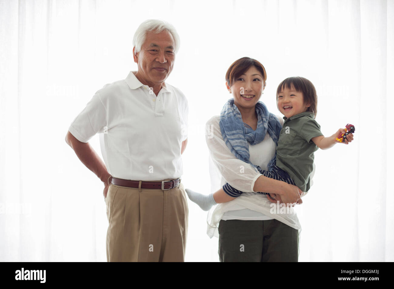 Drei Generationen Familienporträt Stockfoto