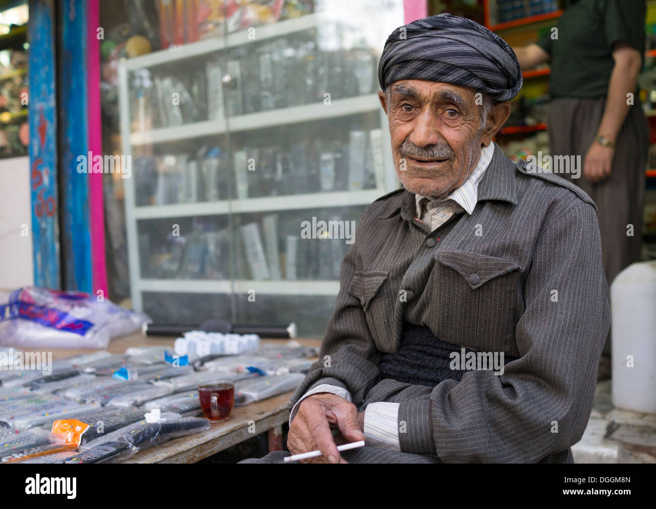 Alten kurdischen Mann lächelnd, Kurden, Iran Stockfoto