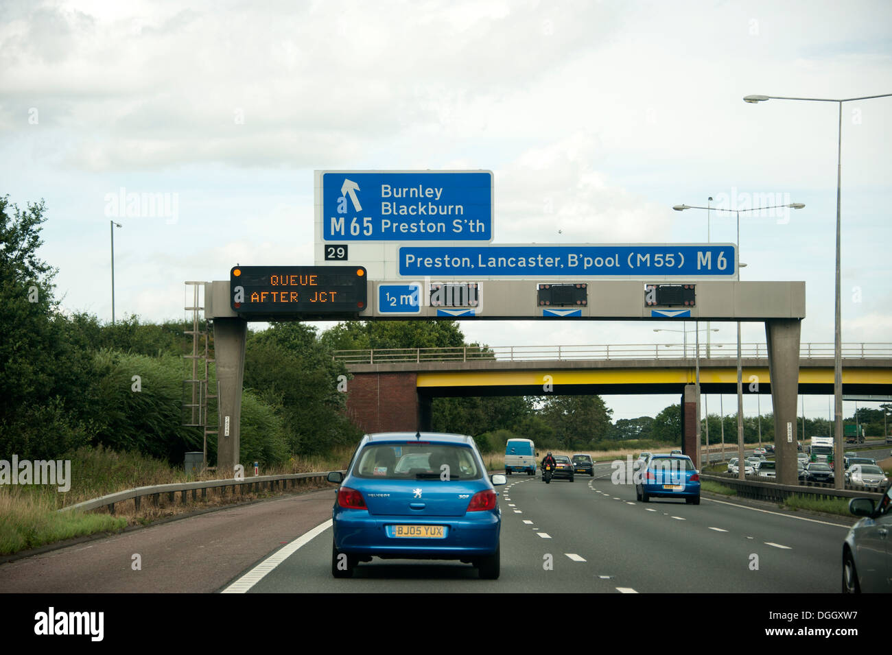 M6 Richtung Norden Burnley Leyland Lancashire UK Stockfoto