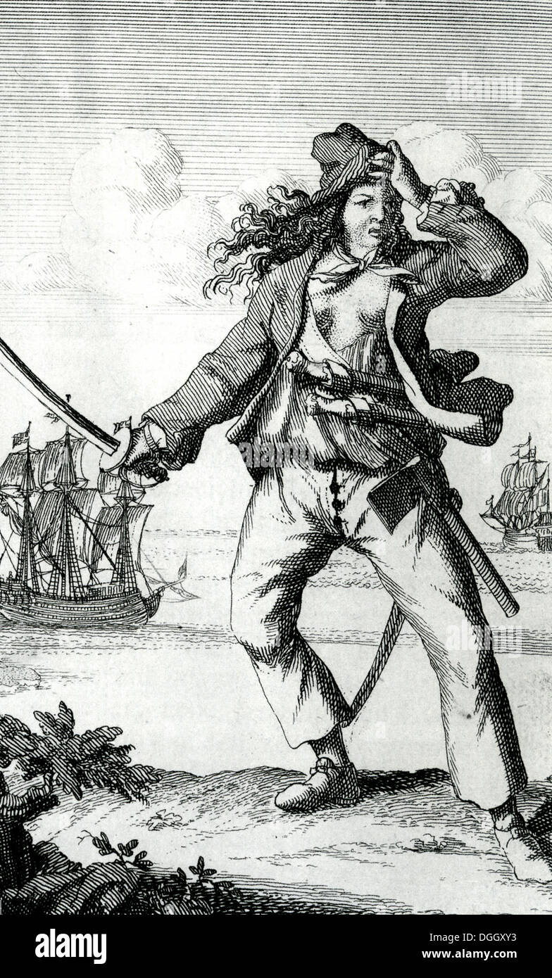 ANNE BONNY (1702-1782) irische weibliche Piraten in A General History of die Überfälle und Morde an den berüchtigten Pyrates, 1724 Stockfoto
