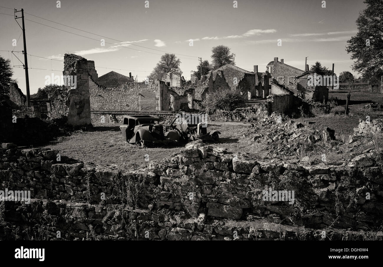 In Oradour-Sur-Glane in französischen Limousin 247 Frauen und 200 Kinder starben brutalen deutschen Vergeltung. Stockfoto