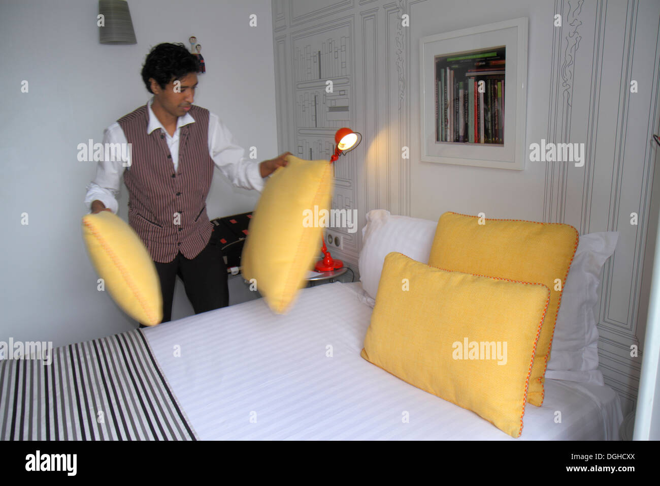 Paris Frankreich, Europa, Frankreich, 9. Arrondissement, Rue la Bruyere, Hotel Joyce, Hotelhotels, Unterkunft Inn Motel Motels, Astotel, Housekeeping Cleaning Stockfoto