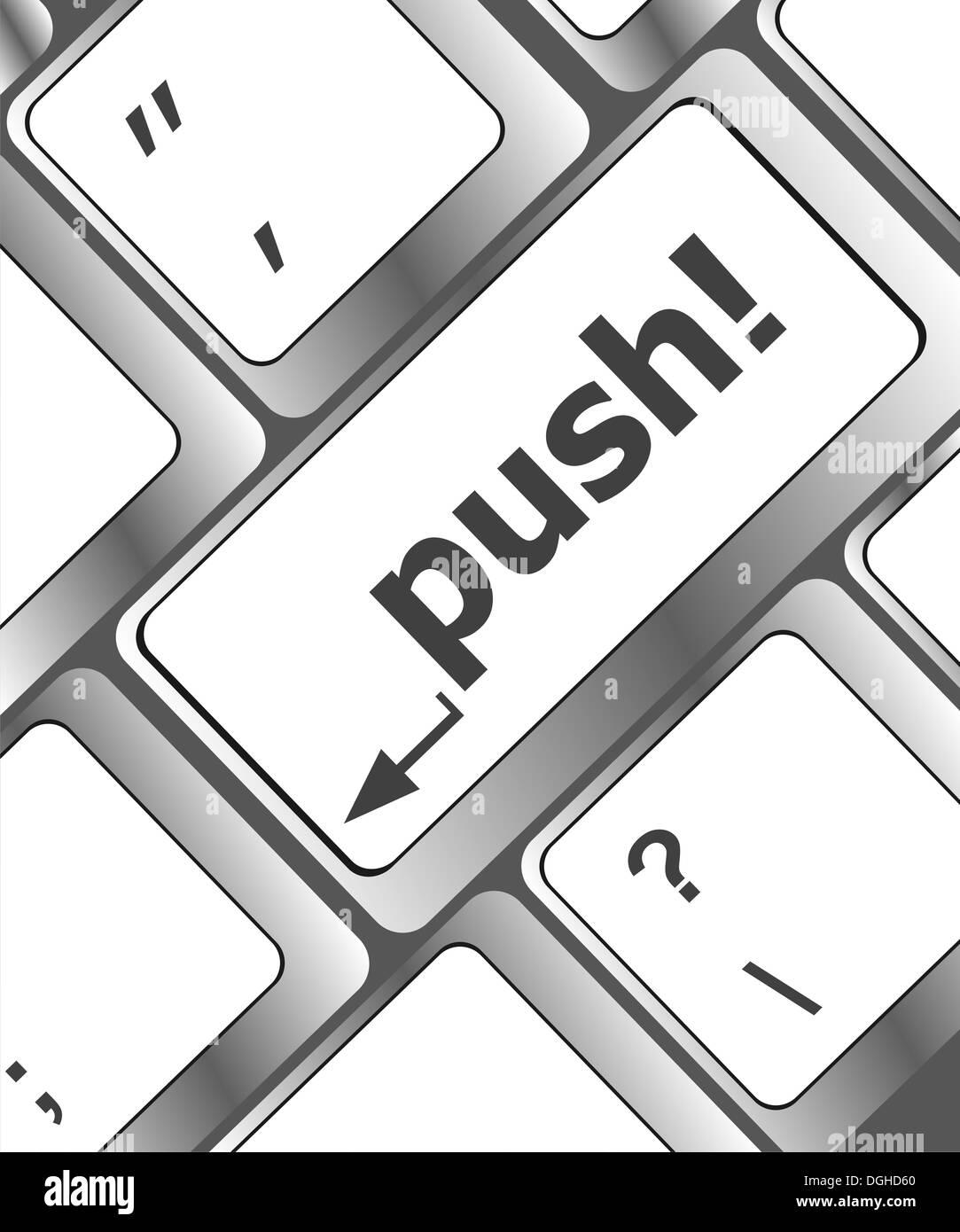 Push-Taste auf der Computertastatur Stockfoto