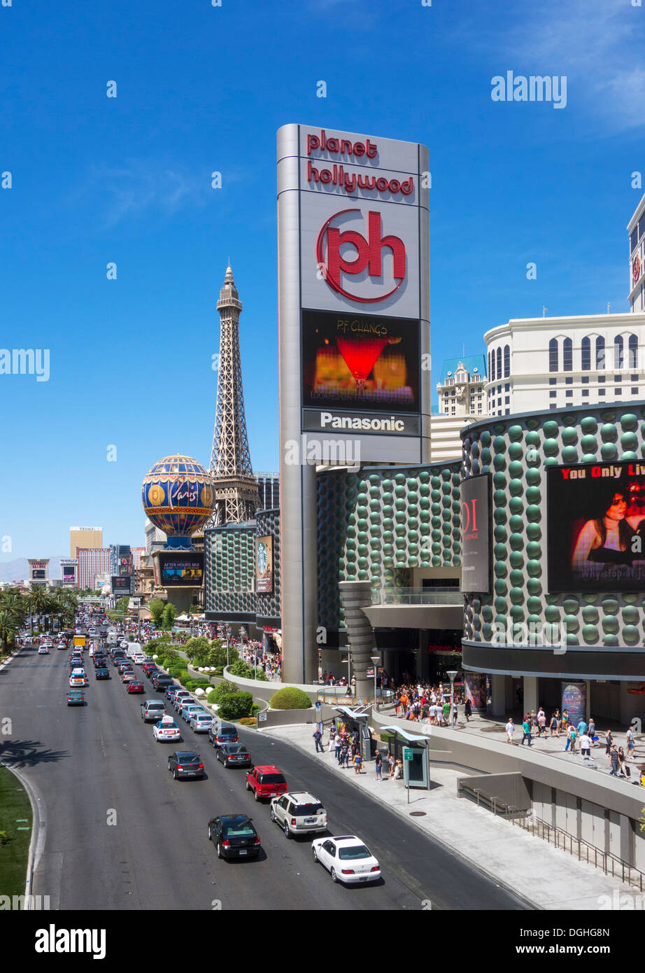 Las Vegas Boulevard South (The Strip) Blick nach Norden, Las Vegas, Nevada, USA Stockfoto